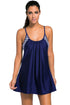Sexy Navy Flowing Swim Dress Layered 1pc Tankini Top
