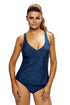 Sexy Navy Fuzzy Pattern Sexy Tankini Swim Top