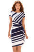 Sexy Navy White Stripe Knot Sheath Dress