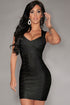 Sexy New Fashion Black Foil Print Bandage Dress Celebrity Style