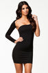 Sexy Night Party Asymmetrical Shoulder Mini Dress