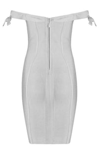 Sexy Off The Shoulder Sexy Bodycon Bandage Dress with Tie Bow