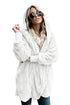 Sexy Off White Soft Fleece Hooded Open Front Coat