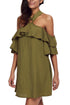 Sexy Olive Adorable Sexy O Ring Detail Ruffle Dress