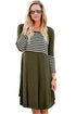 Sexy Olive Chic Blocked Stripe Jersey Dress