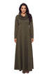 Sexy Olive Cow Neck Long Sleeve Maxi Dress