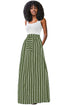 Sexy Olive Green Striped Maxi Skirt
