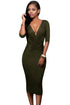 Sexy Olive Green Two-way Bodycon Midi Dress
