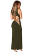 Sexy Olive Hollowed Back Maxi Jersey Dress