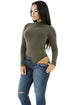 Sexy Olive Stretchy Turtleneck Long Sleeve Bodysuit