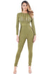 Sexy Olive Striped Sheer Top Jumpsuit