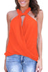 Sexy Orange Athena Drape Wrapped Tank Top