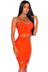 Sexy Orange Bandage Lace Up Sleeveless Dress