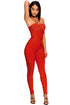 Sexy Orange Chain Strap Bandage Jumpsuit