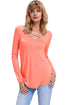 Sexy Orange Crisscross Neck Floral Back Long Sleeve Top