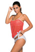 Sexy Orange Lace Overly 2pcs Bandeau Tankini Swimsuit