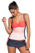 Sexy Orange Ombre Bandeau Tankini Grey Skort Set
