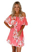 Sexy Orange Ruffle Off Shoulder Floral Boho Dress