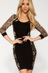 Sexy Party 3/4 Lace Vintage Dress in Black