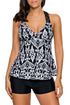 Sexy Patchwork Printed Tank Top and Boyshort Tankini Swimwear