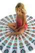 Sexy Peacock Print White Boho Beach Blanket