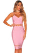 Sexy Pink Bandage Lace Up Sleeveless Dress