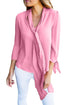Sexy Pink Bow-tie Sleeved Blouse with Necktie