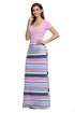 Sexy Pink Crisscross Back Muliticolor Maxi Dress