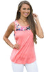 Sexy Pink Front Floral Print Back High-low Hem Tank