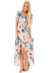Sexy Pink Grounding Petals Print Boho Maxi Dress