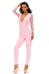Sexy Pink Lace Keyhole Back Jumpsuit
