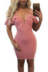 Sexy Pink Off The Shoulder Ruffle Mini Dress
