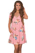Sexy Pink Pocket Design Summer Floral Shirt Dress