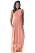 Sexy Pink Racerback Maxi Dress with Pockets
