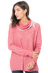 Sexy Pink Raw Edge Cowl Neck Pullover Sweatshirt