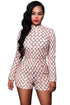 Sexy Pink Sequins Long Sleeves Romper