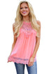 Sexy Pink Sleeveless Crochet Vest Top