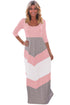 Sexy Pink and Gray Chevron Maxi Dress