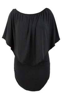 Sexy Plus Size Multiple Dressing Layered Black Mini Dress