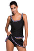 Sexy Plus Size Ruffle Trim Black Active Tank Top and Skort Swimsuit