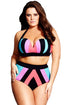 Sexy Plus Size Strapped Color Splice Two Piece Swimwear