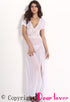 Sexy Plus Size White Mesh and Lace V Neck Lingerie Gown