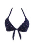 Sexy Polka Dot Print Retro Tie Front Bikini Top
