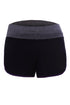 Sexy Purple Piping Trim Wide Waistband Gym Shorts