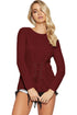 Sexy Purplish Red Corset Knit Sweater
