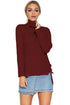 Sexy Purplish Red Long Sleeve Turtleneck Braided Sweater