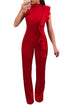 Sexy Red Asymmetric Ruffle Detail Sleeveless Jumpsuit