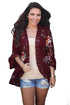 Sexy Red Bell Sleeve Floral Kimono with Lace Detail