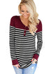 Sexy Red Color Block Striped Bodice Top