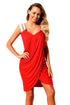 Sexy Red Crochet Lace Shoulder Cross Draped Beach Dress